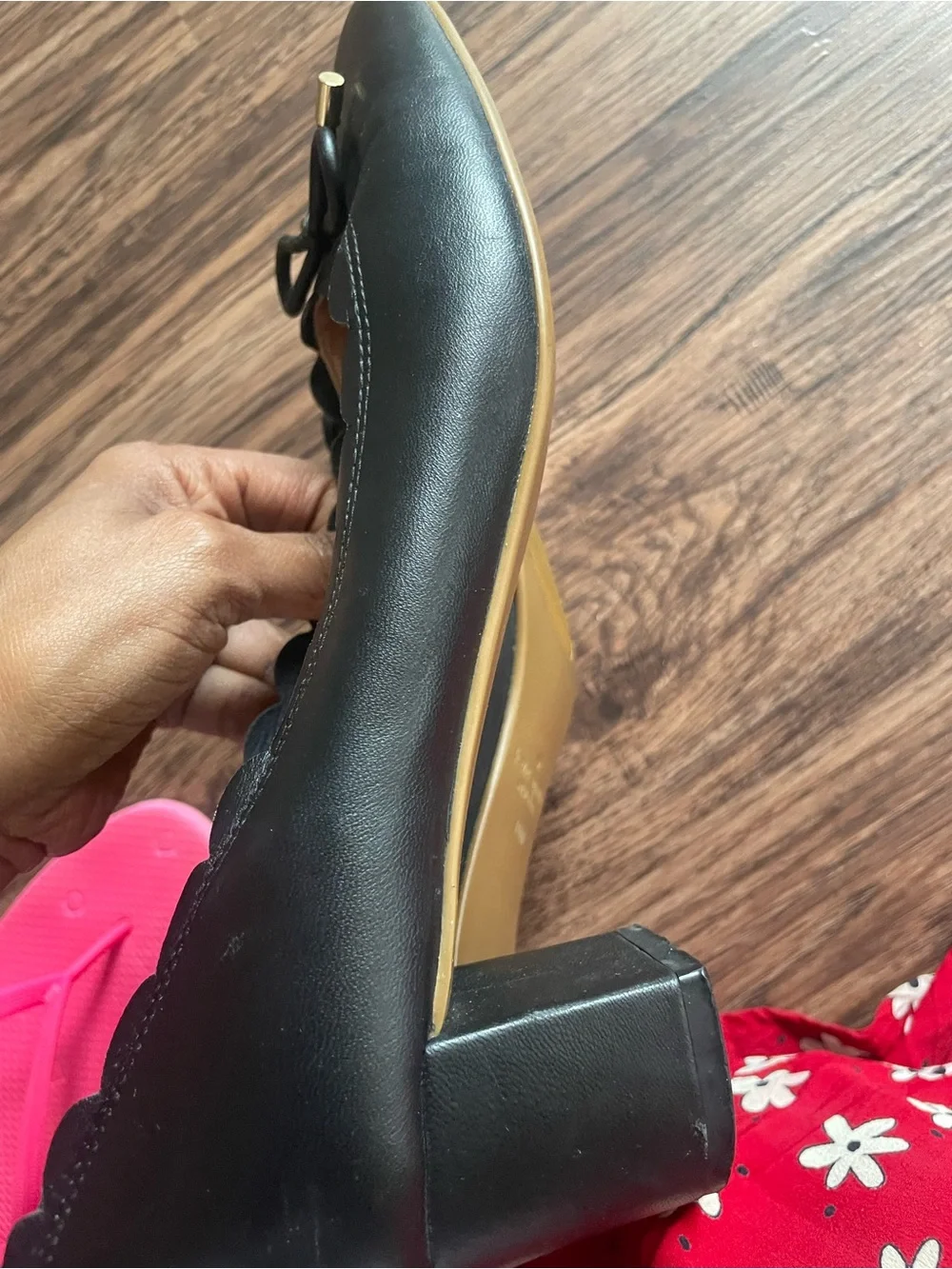 kate spade Black Scallop-Edge Bow Ballet Flats